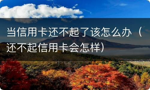 当信用卡还不起了该怎么办（还不起信用卡会怎样）