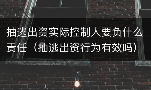 抽逃出资实际控制人要负什么责任（抽逃出资行为有效吗）