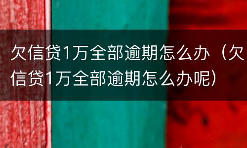 欠信贷1万全部逾期怎么办（欠信贷1万全部逾期怎么办呢）