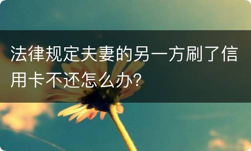 法律规定夫妻的另一方刷了信用卡不还怎么办？