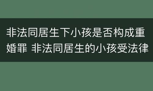 非法同居生下小孩是否构成重婚罪 非法同居生的小孩受法律保护吗