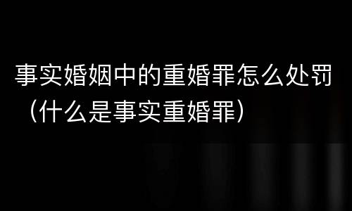事实婚姻中的重婚罪怎么处罚（什么是事实重婚罪）