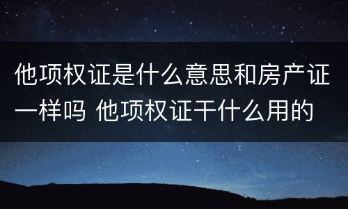 他项权证是什么意思和房产证一样吗 他项权证干什么用的