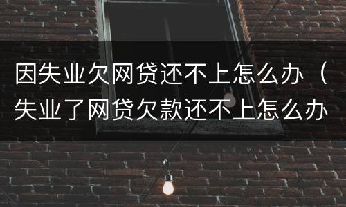 因失业欠网贷还不上怎么办（失业了网贷欠款还不上怎么办）