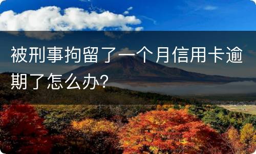 被刑事拘留了一个月信用卡逾期了怎么办？
