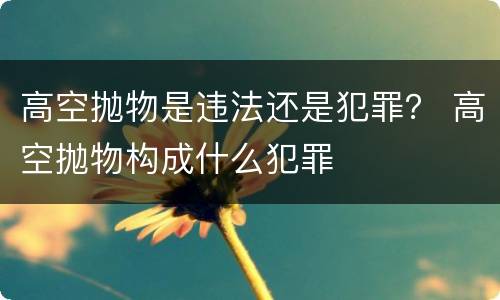 高空抛物是违法还是犯罪？ 高空抛物构成什么犯罪