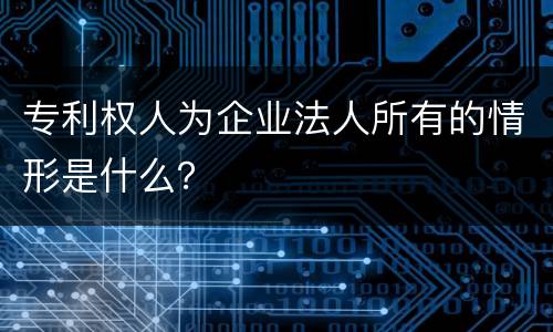 专利权人为企业法人所有的情形是什么？