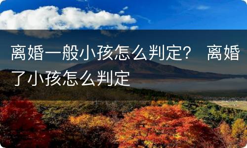 离婚一般小孩怎么判定？ 离婚了小孩怎么判定