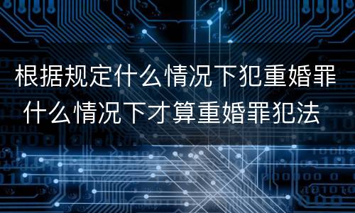 根据规定什么情况下犯重婚罪 什么情况下才算重婚罪犯法