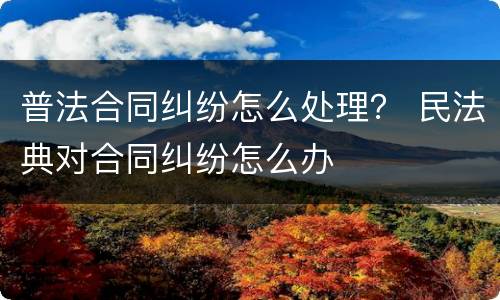 普法合同纠纷怎么处理？ 民法典对合同纠纷怎么办