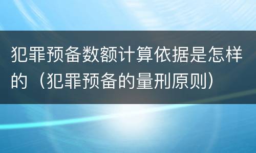 犯罪预备数额计算依据是怎样的（犯罪预备的量刑原则）