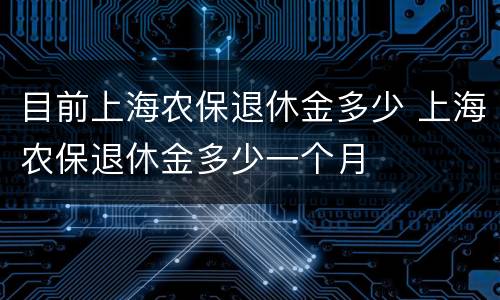 目前上海农保退休金多少 上海农保退休金多少一个月