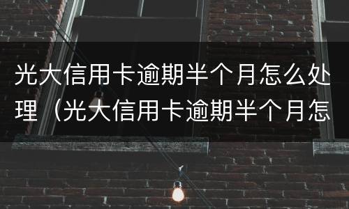 光大信用卡逾期半个月怎么处理（光大信用卡逾期半个月怎么处理最好）