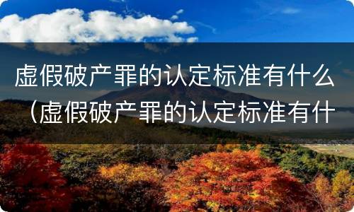 虚假破产罪的认定标准有什么（虚假破产罪的认定标准有什么规定）