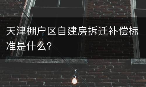 天津棚户区自建房拆迁补偿标准是什么？