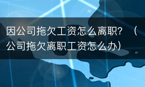 因公司拖欠工资怎么离职？（公司拖欠离职工资怎么办）