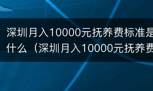 深圳月入10000元抚养费标准是什么（深圳月入10000元抚养费标准是什么呢）