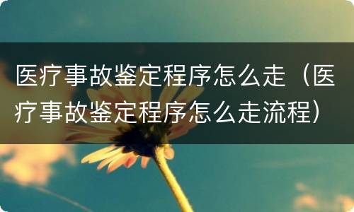 医疗事故鉴定程序怎么走（医疗事故鉴定程序怎么走流程）