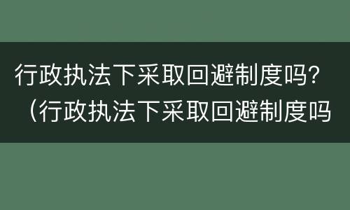 行政执法下采取回避制度吗？（行政执法下采取回避制度吗为什么）