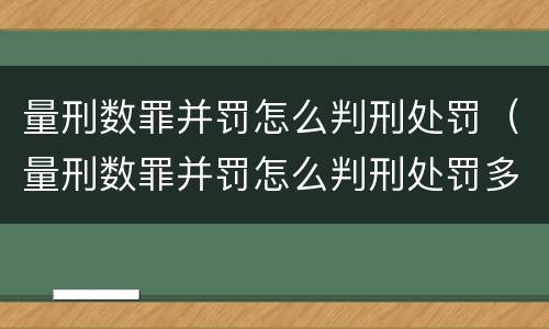 量刑数罪并罚怎么判刑处罚（量刑数罪并罚怎么判刑处罚多少钱）