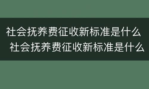 社会抚养费征收新标准是什么 社会抚养费征收新标准是什么意思