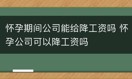 怀孕期间公司能给降工资吗 怀孕公司可以降工资吗