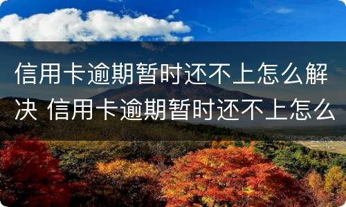信用卡逾期暂时还不上怎么解决 信用卡逾期暂时还不上怎么解决办法