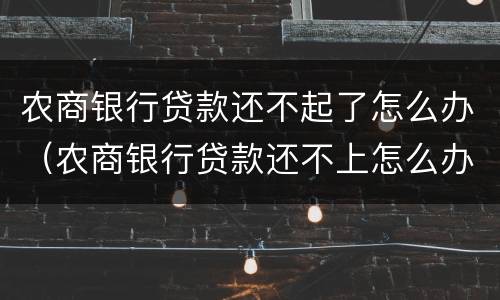 农商银行贷款还不起了怎么办（农商银行贷款还不上怎么办）