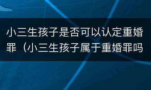 小三生孩子是否可以认定重婚罪（小三生孩子属于重婚罪吗）