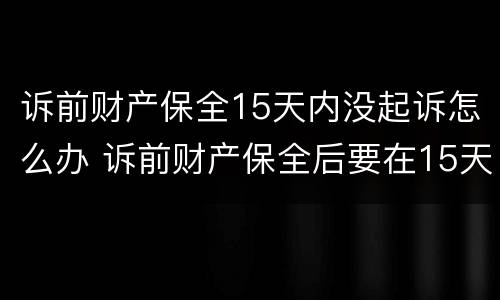 诉前财产保全15天内没起诉怎么办 诉前财产保全后要在15天内起诉还是30天