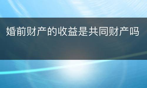 婚前财产的收益是共同财产吗