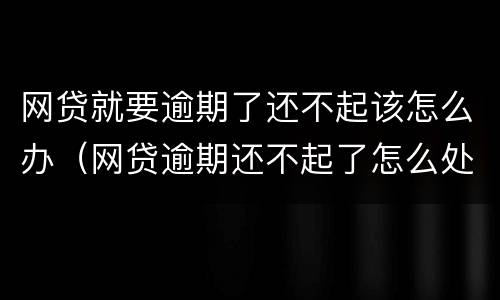 网贷就要逾期了还不起该怎么办（网贷逾期还不起了怎么处理）