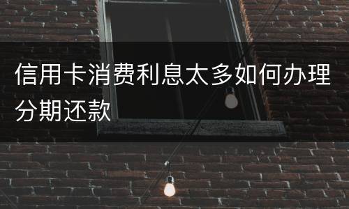 信用卡消费利息太多如何办理分期还款
