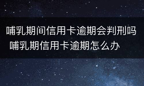 哺乳期间信用卡逾期会判刑吗 哺乳期信用卡逾期怎么办