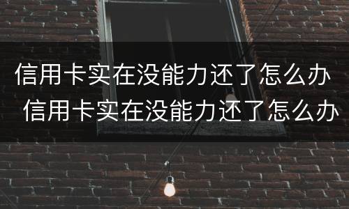 信用卡实在没能力还了怎么办 信用卡实在没能力还了怎么办呢