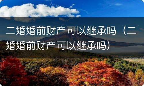二婚婚前财产可以继承吗（二婚婚前财产可以继承吗）