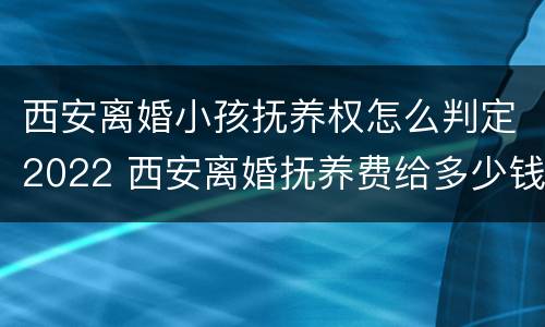 西安离婚小孩抚养权怎么判定2022 西安离婚抚养费给多少钱一个月