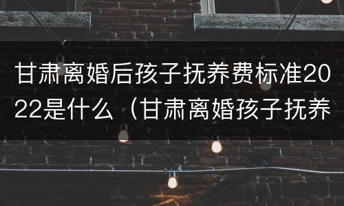 甘肃离婚后孩子抚养费标准2022是什么（甘肃离婚孩子抚养费怎么算）