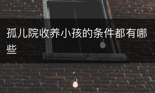 孤儿院收养小孩的条件都有哪些