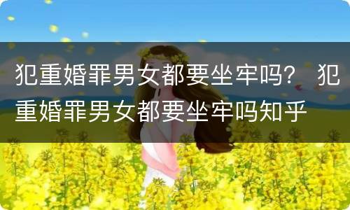 犯重婚罪男女都要坐牢吗？ 犯重婚罪男女都要坐牢吗知乎