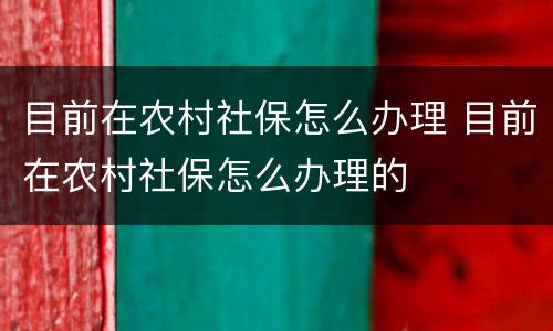 目前在农村社保怎么办理 目前在农村社保怎么办理的