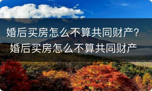 婚后买房怎么不算共同财产？ 婚后买房怎么不算共同财产