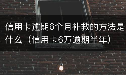 信用卡逾期6个月补救的方法是什么（信用卡6万逾期半年）