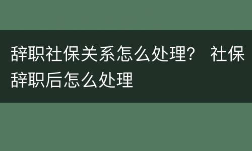辞职社保关系怎么处理？ 社保辞职后怎么处理