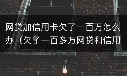 网贷加信用卡欠了一百万怎么办（欠了一百多万网贷和信用卡还不上怎么办）