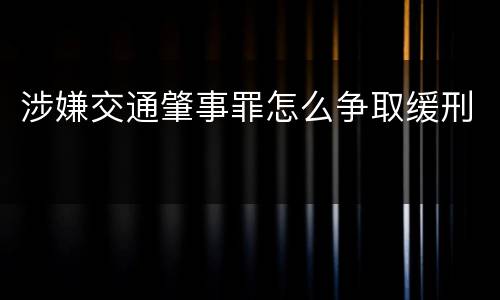 涉嫌交通肇事罪怎么争取缓刑