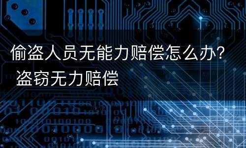 偷盗人员无能力赔偿怎么办？ 盗窃无力赔偿