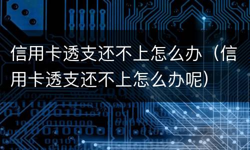 信用卡透支还不上怎么办（信用卡透支还不上怎么办呢）