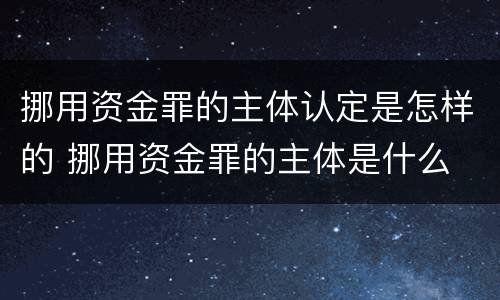 挪用资金罪的主体认定是怎样的 挪用资金罪的主体是什么