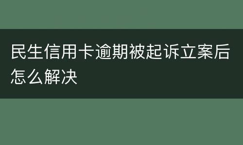 民生信用卡逾期被起诉立案后怎么解决